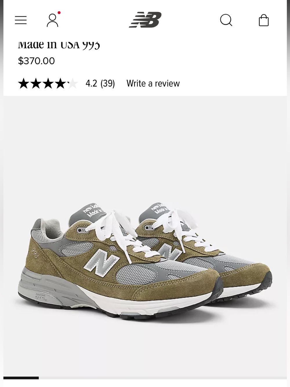 New Balance 993 Men's Grey and Green Suede Mesh Sneakers